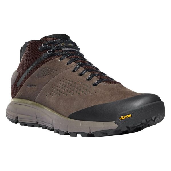 A 3/4 turned Danner Men's Trail 2650 Mid GTX Waterproof Hiking Shoe.