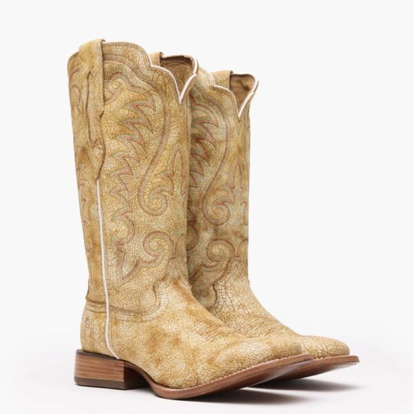A 3/4 turned pair of Durango Arena Pro Women's Cremello Western Boots.