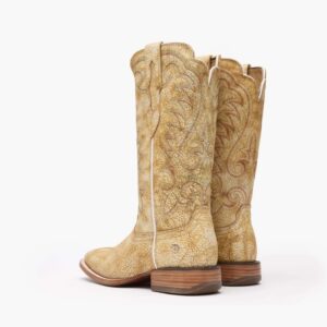 A look at the backs and heels of a pair of Durango Arena Pro Women's Cremello Western Boots.
