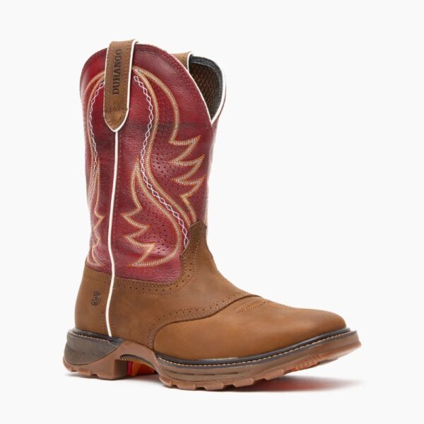 A 3/4 turned Durango Maverick XP Ventilated with InsulKul Pull-On Work Boot.