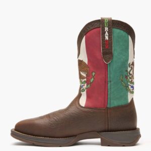 A left profile facing Durango Rebel Mexico Flag Western Steel Toe Pull-On Work Boot.