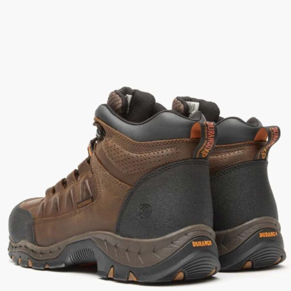 A look at the backs and heels of a pair of Durango Renegade XP Waterproof Timber Brown Alloy Toe Hikers.