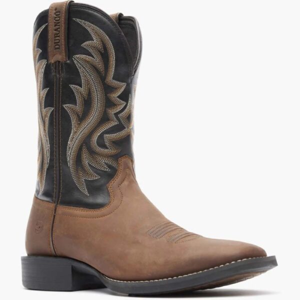 A 3/4 turned Durango Shyloh Brawny Brown and Black Onyx Western Boot.