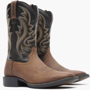 A 3/4 turned pair of Durango Shyloh Brawny Brown and Black Onyx Western Boots.