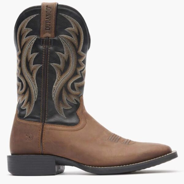 A right profile facing Durango Shyloh Brawny Brown and Black Onyx Western Boot.