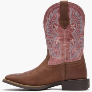 A left profile facing Durango Women's Shyloh Rusty Brown and Dusty Rose Western Boot.