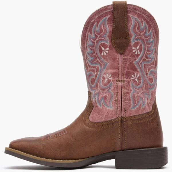 A left profile facing Durango Women's Shyloh Rusty Brown and Dusty Rose Western Boot.