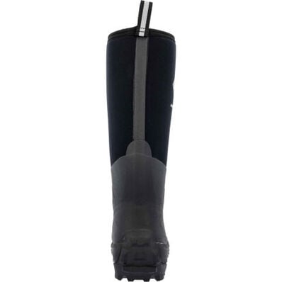 A look at the back and heel of a Muck Men's Arctic Sport Steel Toe Insulated Pull-On Boot.