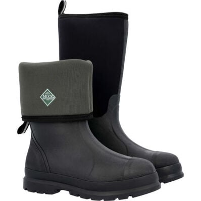 A look at a pair of Muck Men's Chore Classic Pull-On Work Boots with one folded down.