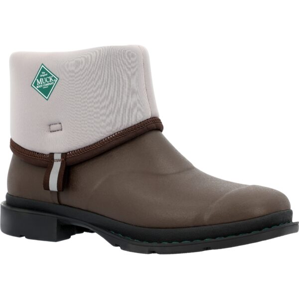 A folded down Muck Men's Chore Mid Western Pull-On Work Boot.