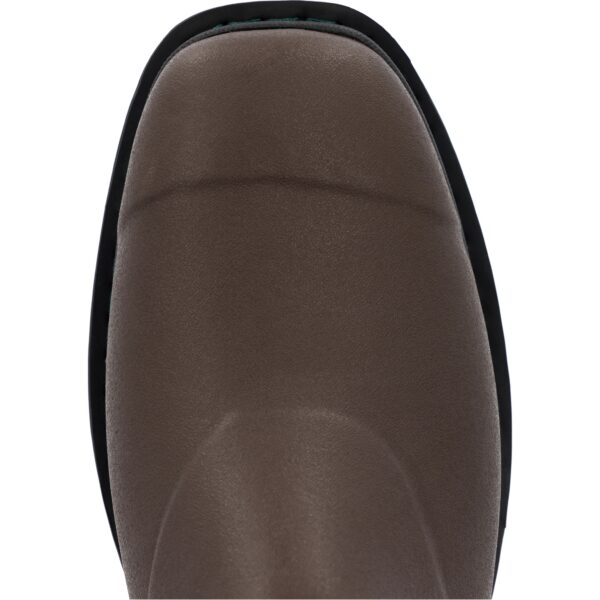 A look at the toe shape of a Muck Men's Chore Mid Western Pull-On Work Boot.