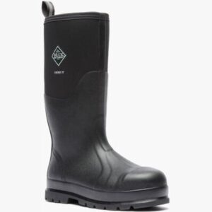 A 3/4 turned Muck Men's Chore Steel Toe Pull-On Boot.