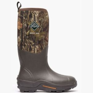 A right profile facing Muck Men's Mossy Oak Break Up Country Woody Max Outdoor Boot.