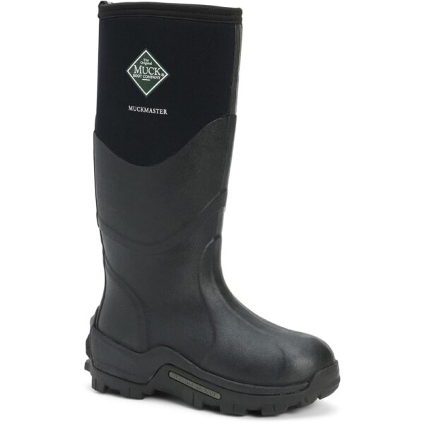 A 3/4 turned Muck Men's Muckmaster Tall Rubber Boot.