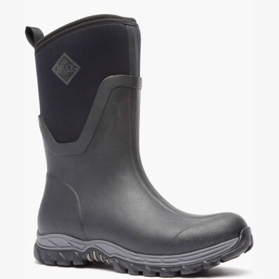 A 3/4 turned Muck Women's Arctic Sport II Mid Rubber Boot.