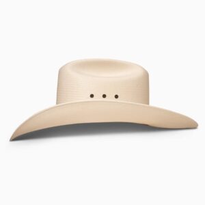 A profile look at the Resistol 10X Kingman Straw Cowboy Hat.