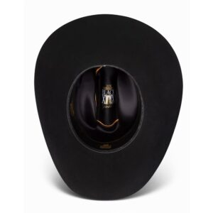 A shot of the underbrim on a Resistol 20X Black Gold Cowboy Hat.