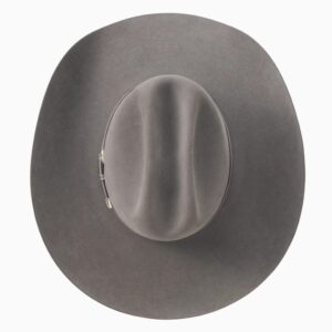 A look at the crown of a Resistol 20X Tarrant Charcoal Cowboy Hat.