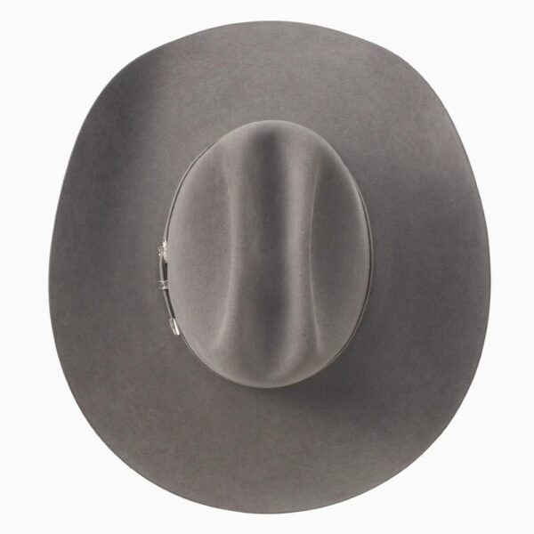 A look at the crown of a Resistol 20X Tarrant Charcoal Cowboy Hat.