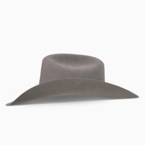 A profile look at the Resistol 20X Tarrant Charcoal Cowboy Hat.