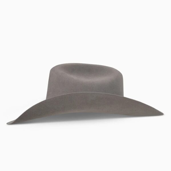 A profile look at the Resistol 20X Tarrant Charcoal Cowboy Hat.
