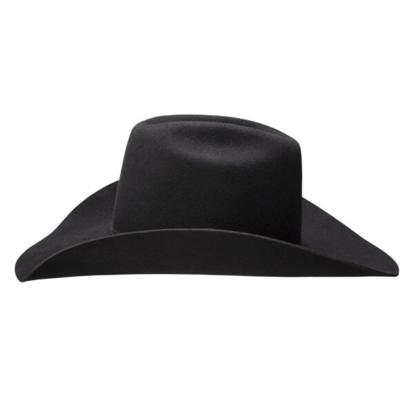 A profile look at the Resistol 3X 9th Round Black - Cody Johnson Cowboy Hat.