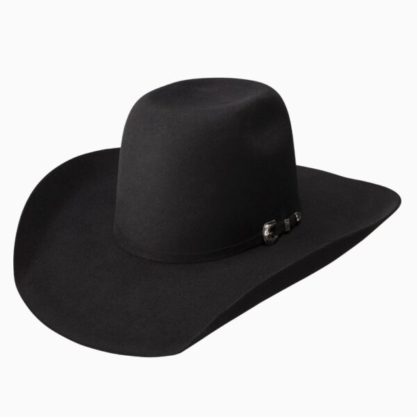 A 3/4 turned Resistol 3X Pay Window Black - Tuff Hedeman Cowboy Hat.