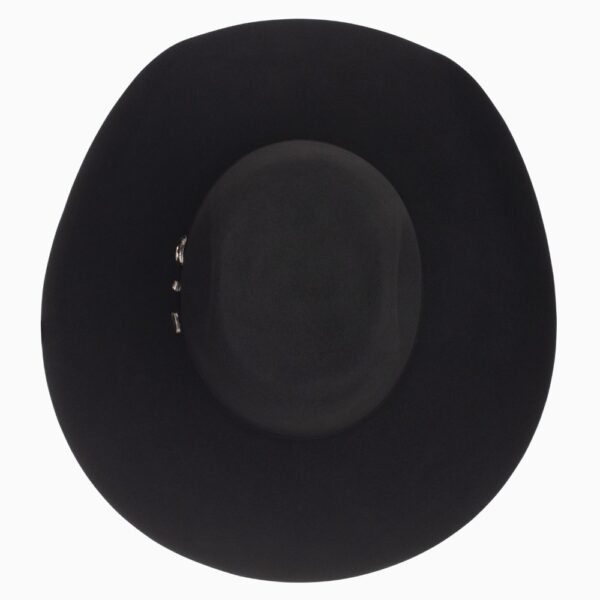 A look at the crown of a Resistol 3X Pay Window Black - Tuff Hedeman Cowboy Hat.