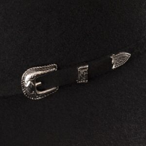 A closeup look at the hatband on a Resistol 3X Pay Window Black - Tuff Hedeman Cowboy Hat.