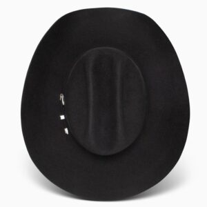 A look at the crown of a Resistol 3X Tucker 75 Profile Black Cowboy Hat.