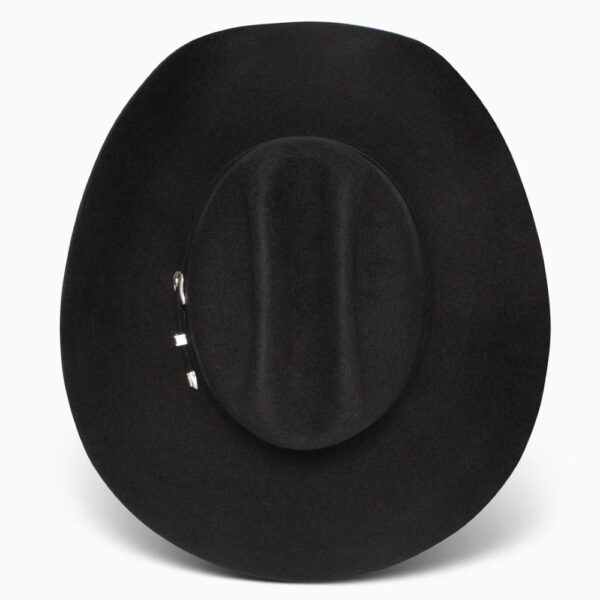 A look at the crown of a Resistol 3X Tucker 75 Profile Black Cowboy Hat.