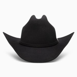 A front-facing look at the Resistol 3X Tucker 75 Profile Black Cowboy Hat.