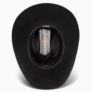 A shot of the underbrim on a Resistol 3X Tucker 75 Profile Black Cowboy Hat.