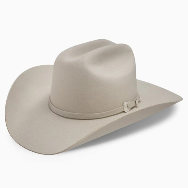 A 3/4 turned Resistol 3X Tucker Bone Cowboy Hat.
