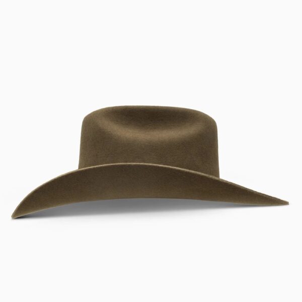 A profile look at the Resistol 3X Tucker Oak Cowboy Hat.