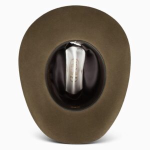 A shot of the underbrim on a Resistol 3X Tucker Oak Cowboy Hat.