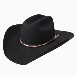 A 3/4 turned Resistol 4X Amarillo Sky Black - Jason Aldean Cowboy Hat.