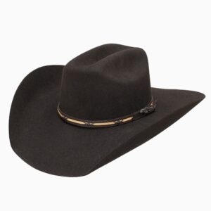 A 3/4 turned Resistol 4X Amarillo Sky Chocolate - Jason Aldean Cowboy Hat.