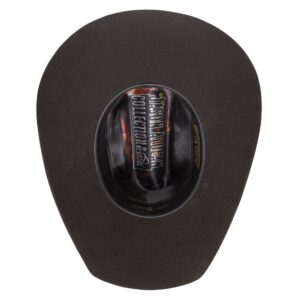 A shot of the underbrim on a Resistol 4X Amarillo Sky Chocolate - Jason Aldean Cowboy Hat.
