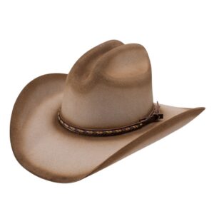 A 3/4 turned Resistol 4X Dirt Road Stone - Jason Aldean Cowboy Hat.