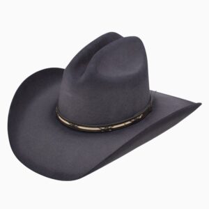 A 3/4 turned Resistol 4X Rearview Town Granite - Jason Aldean Cowboy Hat.