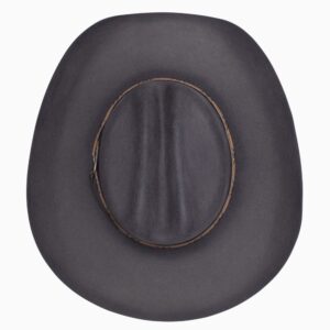 A look at the crown of a Resistol 4X Rearview Town Granite - Jason Aldean Cowboy Hat.