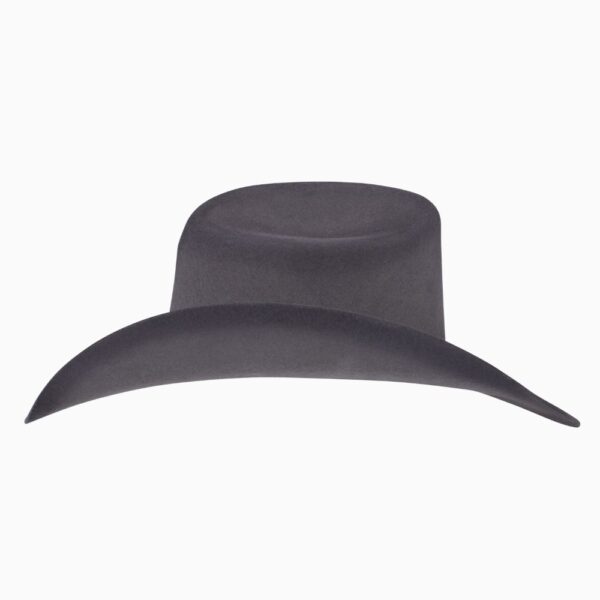 A profile look at the Resistol 4X Rearview Town Granite - Jason Aldean Cowboy Hat.