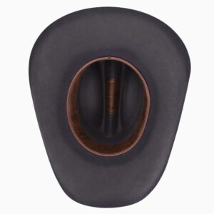 A shot of the underbrim on a Resistol 4X Rearview Town Granite - Jason Aldean Cowboy Hat.