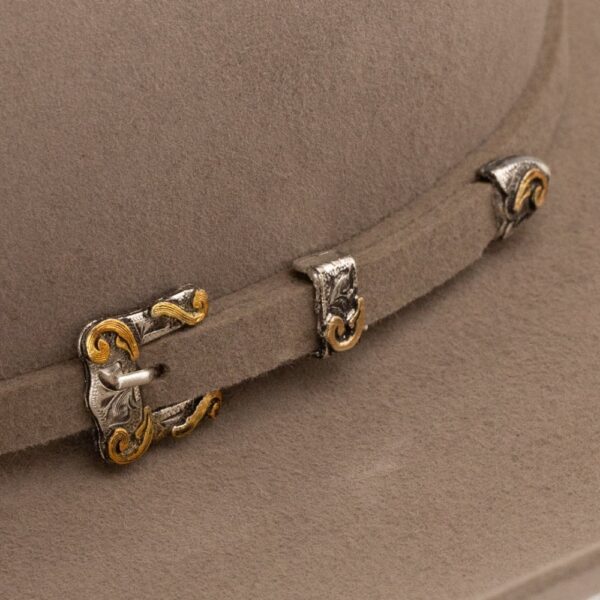 A closeup look at the hatband on a Resistol 6X Circuit - George Strait Cowboy Hat.