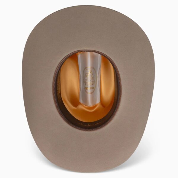 A shot of the underbrim on a Resistol 6X Circuit - George Strait Cowboy Hat.
