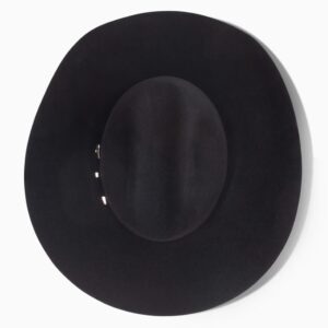 A look at the crown of a Resistol 6X Midnight Black Cowboy Hat.