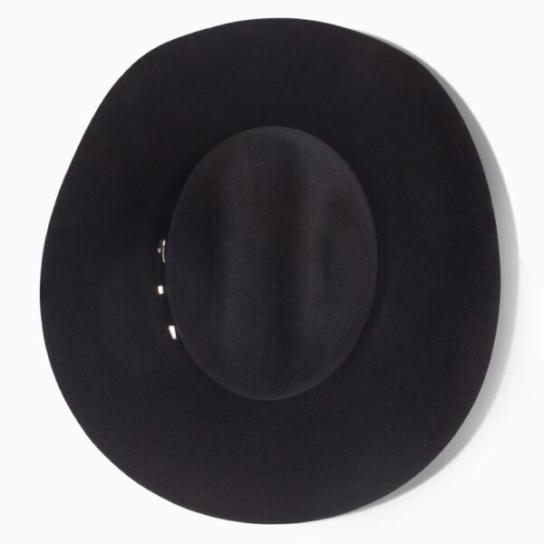 A look at the crown of a Resistol 6X Midnight Black Cowboy Hat.