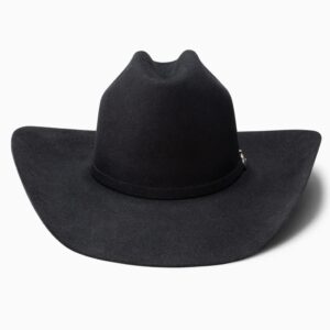 A front-facing look at the Resistol 6X Midnight Black Cowboy Hat.