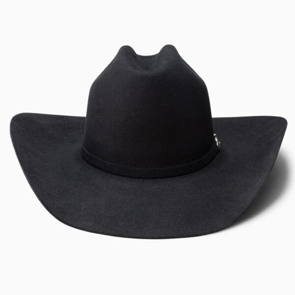 A front-facing look at the Resistol 6X Midnight Black Cowboy Hat.